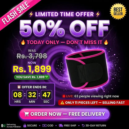 Slim Sweat Belt Pro 💜 — Waist Trimmer For Women || Free Delivery Across Pakistan 🇵🇰