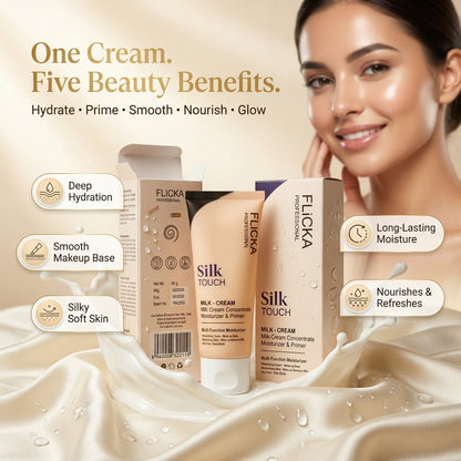 Flicka Professional Silk Touch Milk-Cream (60g) | 4-in-1 Ultimate Makeup Base & Deep Moisturizer