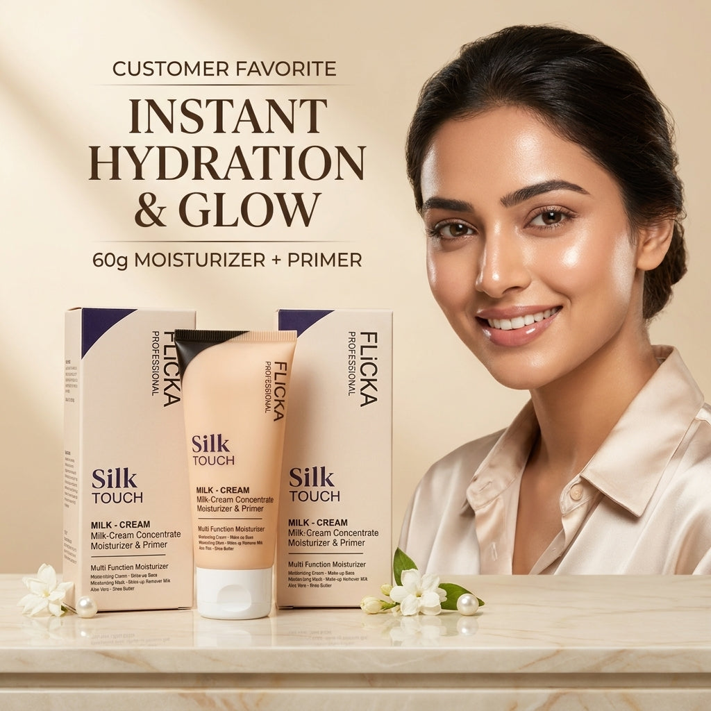 Flicka Professional Silk Touch Milk-Cream (60g) | 4-in-1 Ultimate Makeup Base & Deep Moisturizer