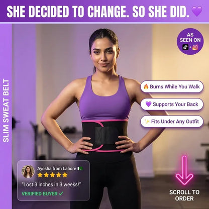 Slim Sweat Belt Pro 💜 — Waist Trimmer For Women || Free Delivery Across Pakistan 🇵🇰