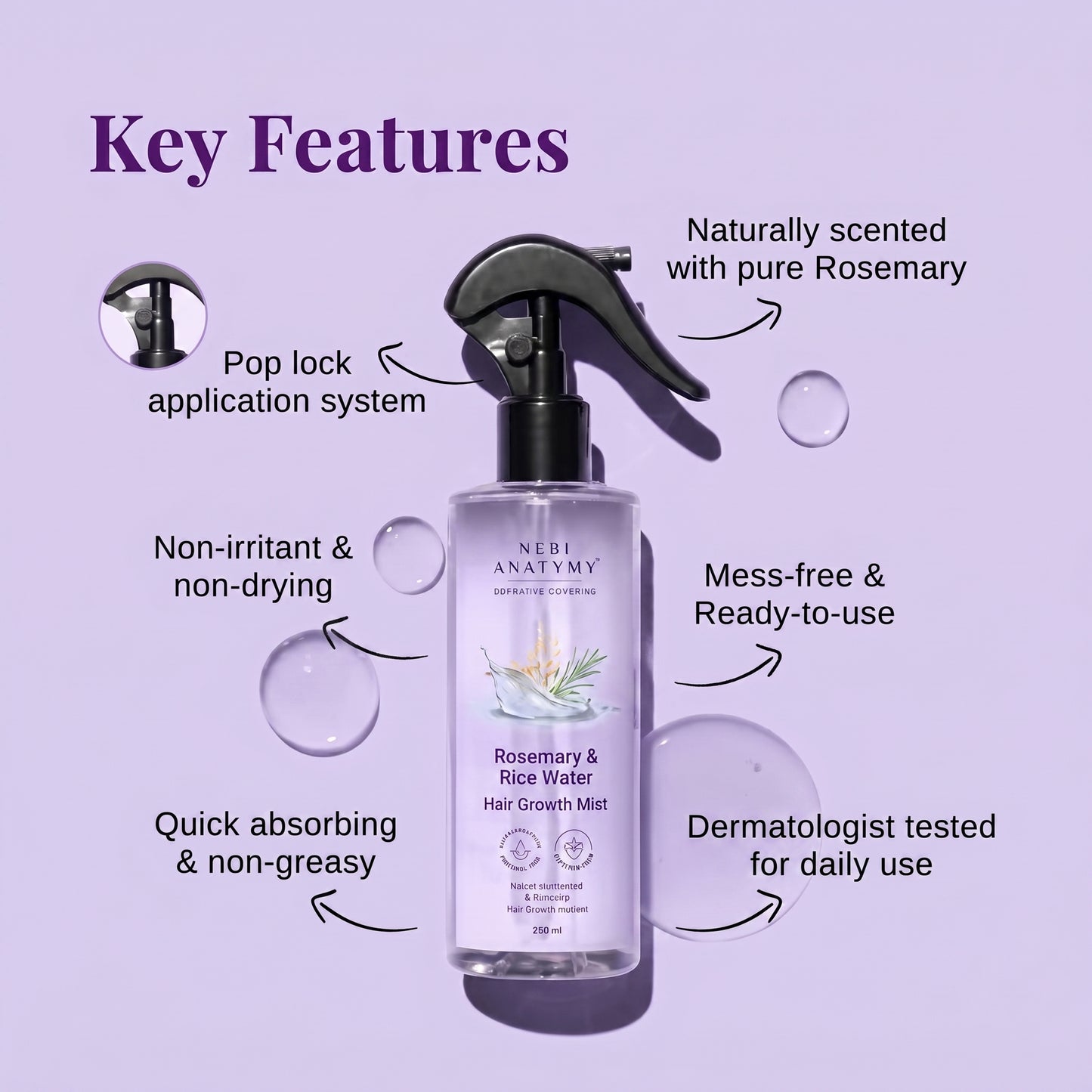 Natural Rosemary Water Spray for Hair Growth & Scalp Care – Anti Hair Fall Hair Mist 100ml