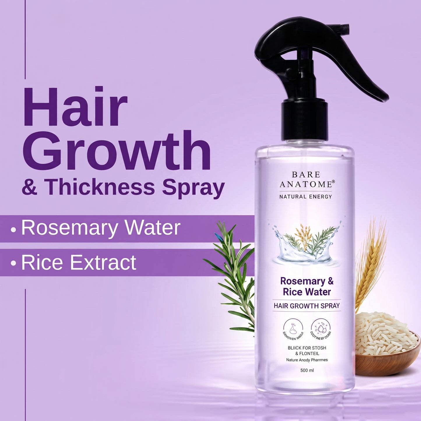 Natural Rosemary Water Spray for Hair Growth & Scalp Care – Anti Hair Fall Hair Mist 100ml